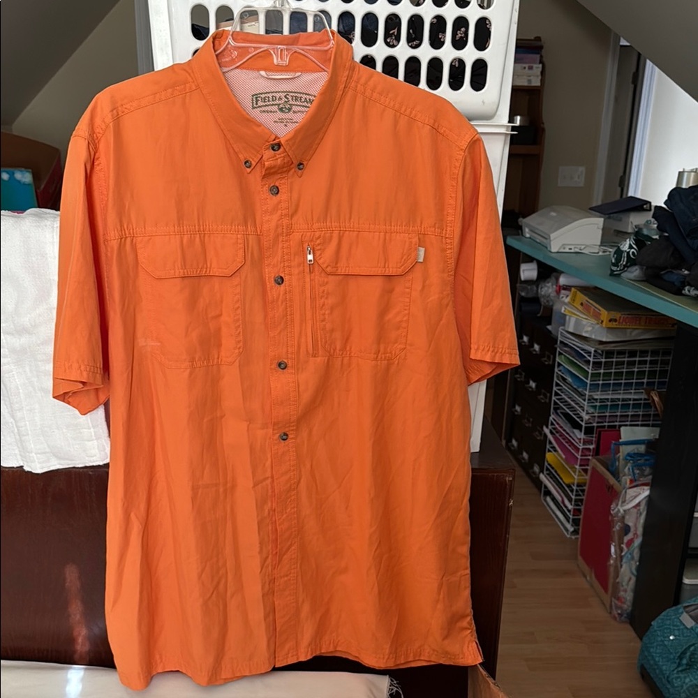 Field & Stream Men's Bright Orange Casual XL Shirt